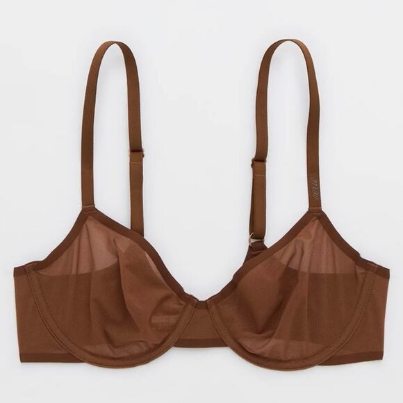NWT Aerie SMOOTHEZ Mesh Unlined Bra Universe Brown Size 36C - Picture 1 of 8